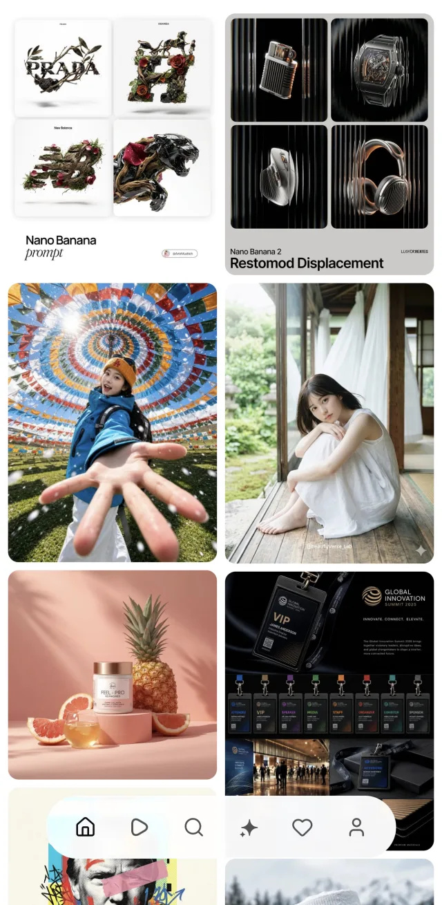 MeiGen app home feed with curated AI images